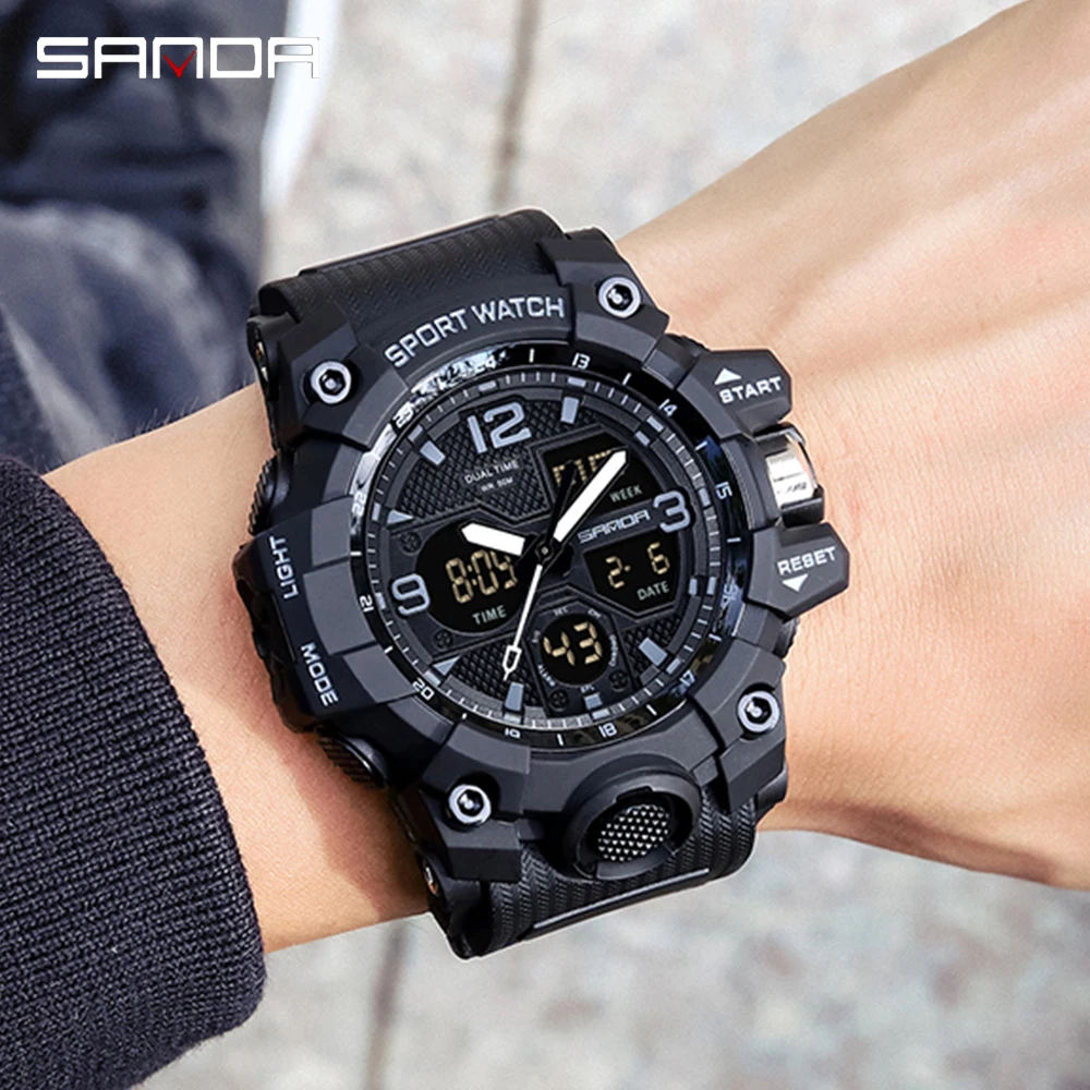 Fashion Sanda Top Men Military Watches G Style White Sport Watch Led Digital 50m Waterproof S Shock Male Clock Relogio Masculino