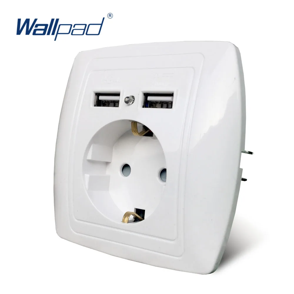Dual USB Port Wall Charger Adapter Charging 2A Wall Charger Adapter EU Plug Socket Power Outlet White