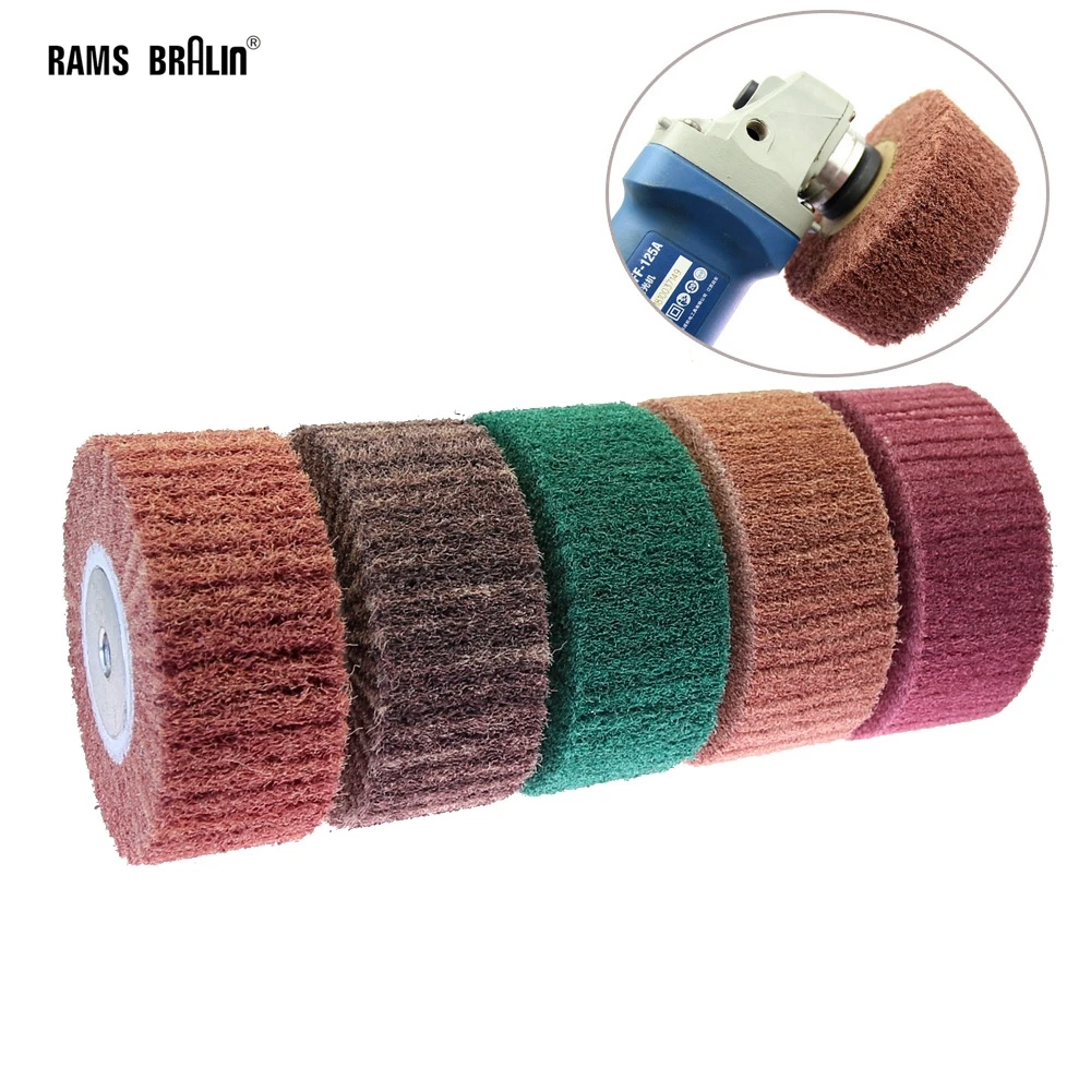 

120*50mm*M14 Angle Grinder Drill Nylon Polishing Mop Brush Drawing Deburring Drum Wheel for Stainless Steel