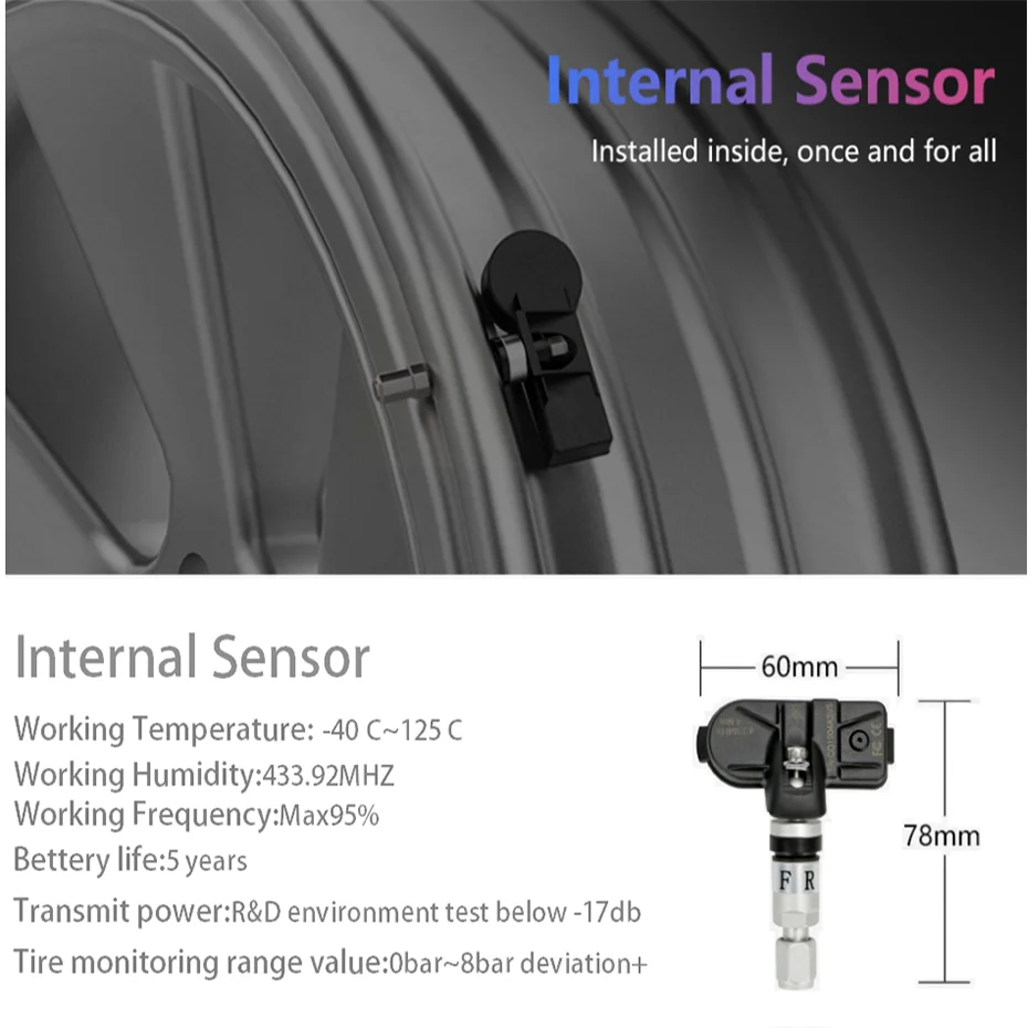 USB Android TPMS sistema di monitoraggio della pressione dei pneumatici trasmissione Wireless 8 bar 116 psi sistema di allarme interno 5V esterno