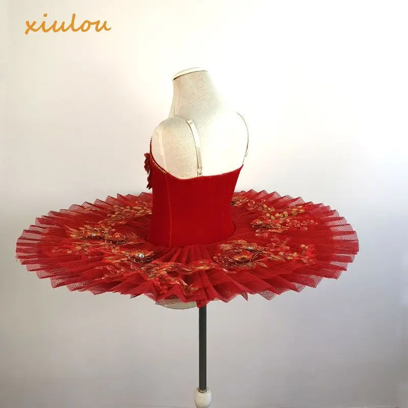 Professional Ballet Tutu Girls Kids Women Adult Red Blue Chinoiserie Ballet Costume Stage Wear Swan Lake Dance Ballerina Costume