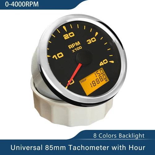 Imagen 2 del producto Tacómetro impermeable con retroiluminación para coche y barco, 85mm, 8 colores, medidor de horas, 3K, 4K, 6K, 8K, 9V, 32V, ajuste Universal