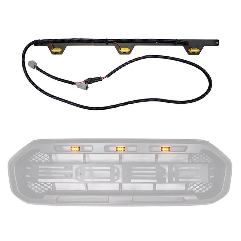 LED Grille Amber Light Bar 19RR Plug and Play 3 LED Raptor Grille Light  Fit For Ford Ranger 2019-2021 Auto Parts