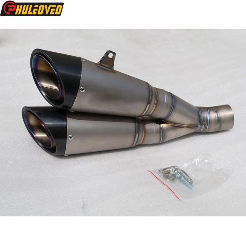 

ID: 58mm Motorcycle Exhaust Muffler Link Pipe for Ducati Diavel 2011-2016 with Titanium Alloy Dual Exhaust Muffler Escape