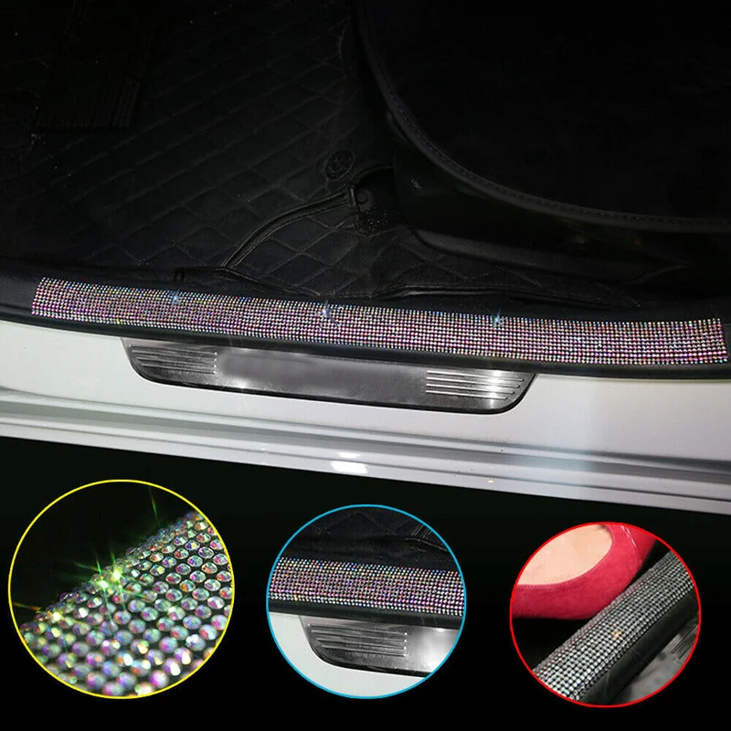 

Rhinestone Car Sticker Bling Adhesive Stickers Sill Scuff Cover Threshold Strip Protector Exterior Parts Car Tuning Decoration