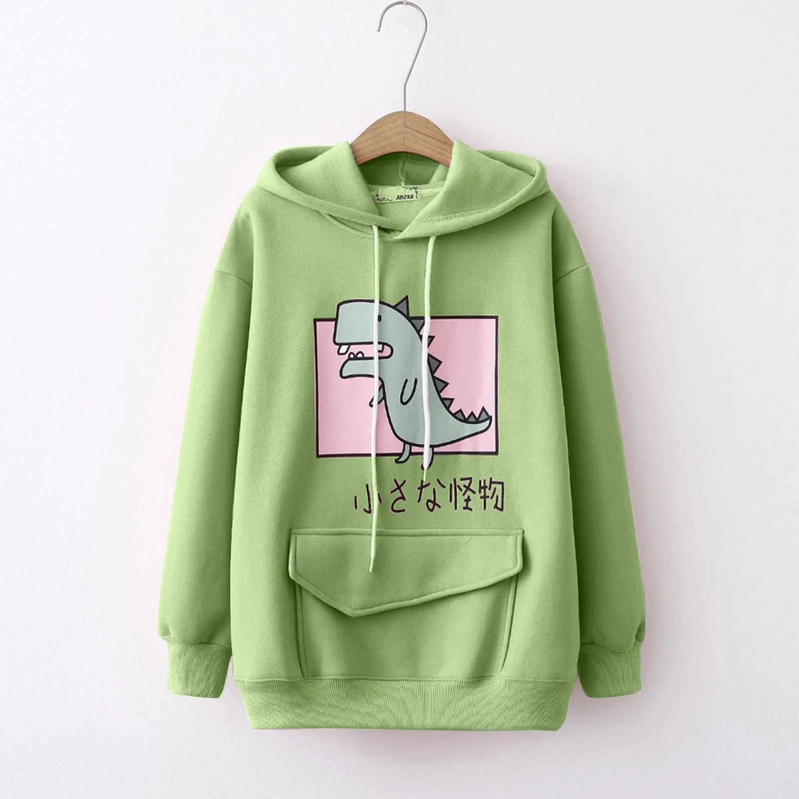 Dinosaur Hoodies Kawaii Sweatshirt Women Warm Pullovers Tops With Kangaroo Pocket Harajuku Hooded Teens Girls Cute Tops Moletom