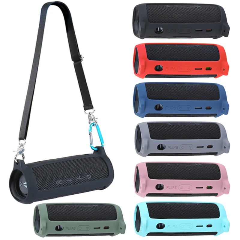 

ZOPRORE Silicone Case Travel Carrying Cover for JBL Flip 6 Flip6 Portable Bluetooth Speaker with Shoulder Strap and Carabiner