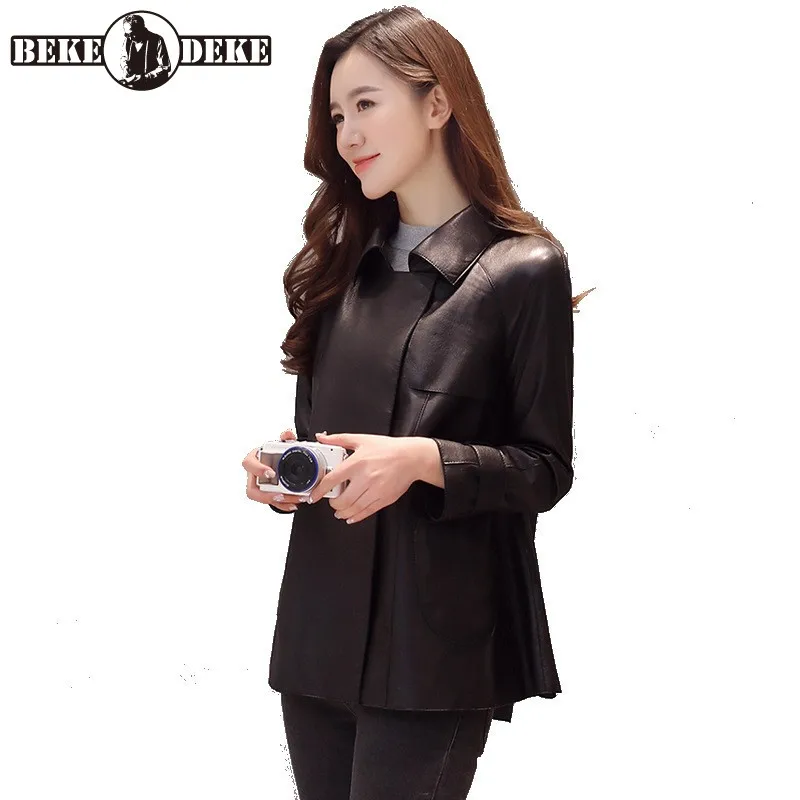 

Autumn New Womens Turn-Down Collar Korean Style Fashion Loose Long Sleeve Black Jackets Office Lady Elegant Solid Coat