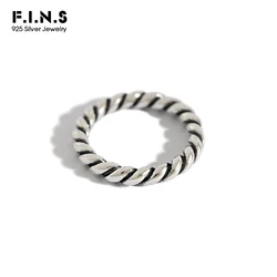 F.I.N.S Women Real 925 Sterling Silver Rings for Women Retro Twist Ring Vintage Style Minimalist Jewelry 925 Silver Ladies Ring