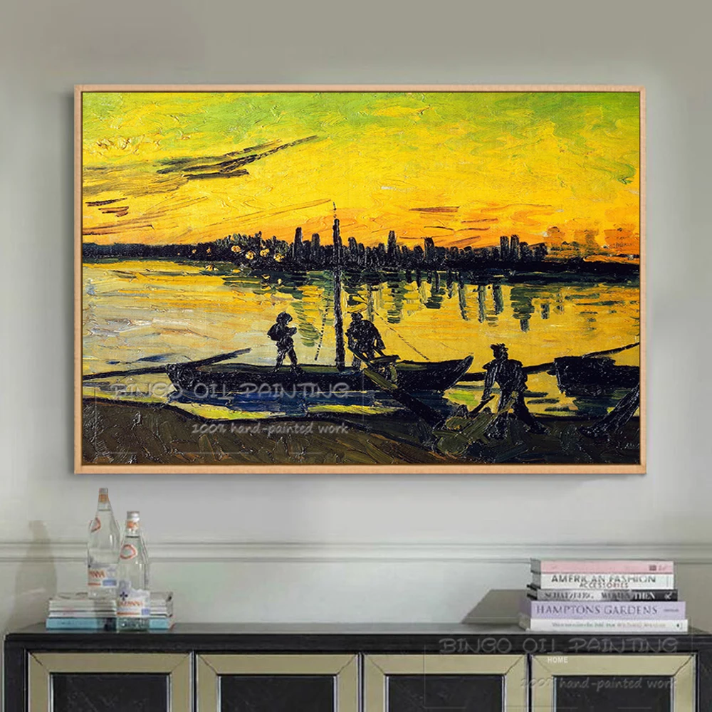 Artist Hand-painted High Quality Loader Under Sunset Oil Painting on Canvas Reproduce Van Gogh Loader Painting for Wall Decor