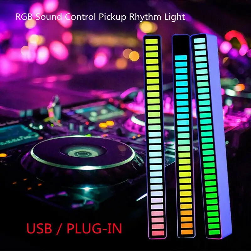 

Colorful Sound Control Light USB Powered APP Control 32 LED VoiceActivated Pickup Rhythm Strip Light TV PC Car Ambient Light