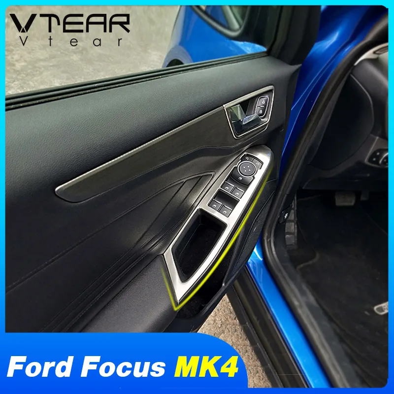 Vtear For Ford Focus MK4 car window lift switch interior control panel frame cover trim bezel door armrest accessories 2019-2020