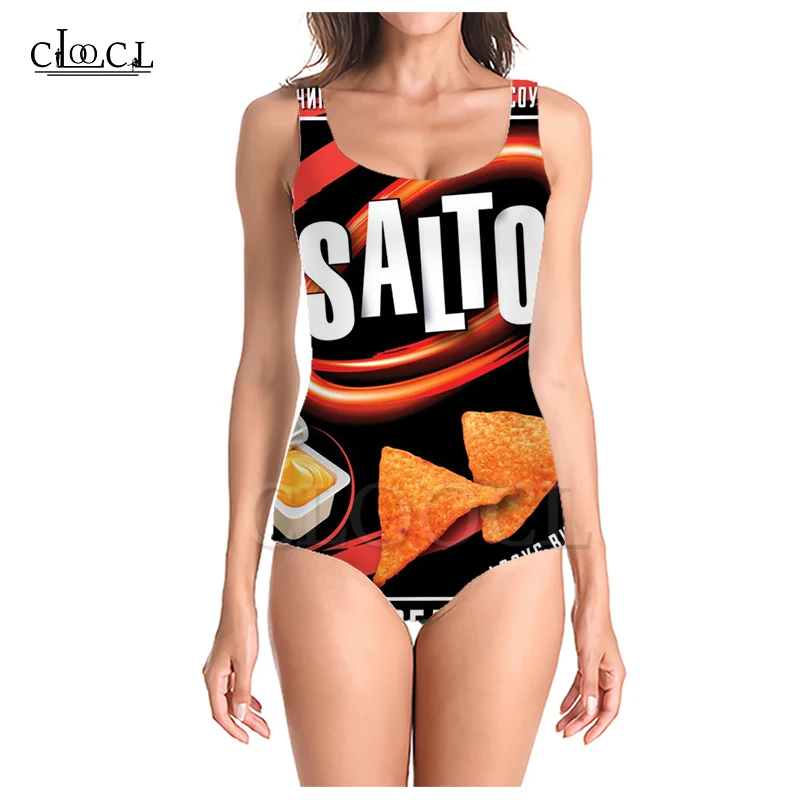 CLOOCL Newest Fashion Delicious Potato Chips 3D Print One-piece Women Beachwear Bathing Suit Sleeveless Sexy Beach Swimsuit