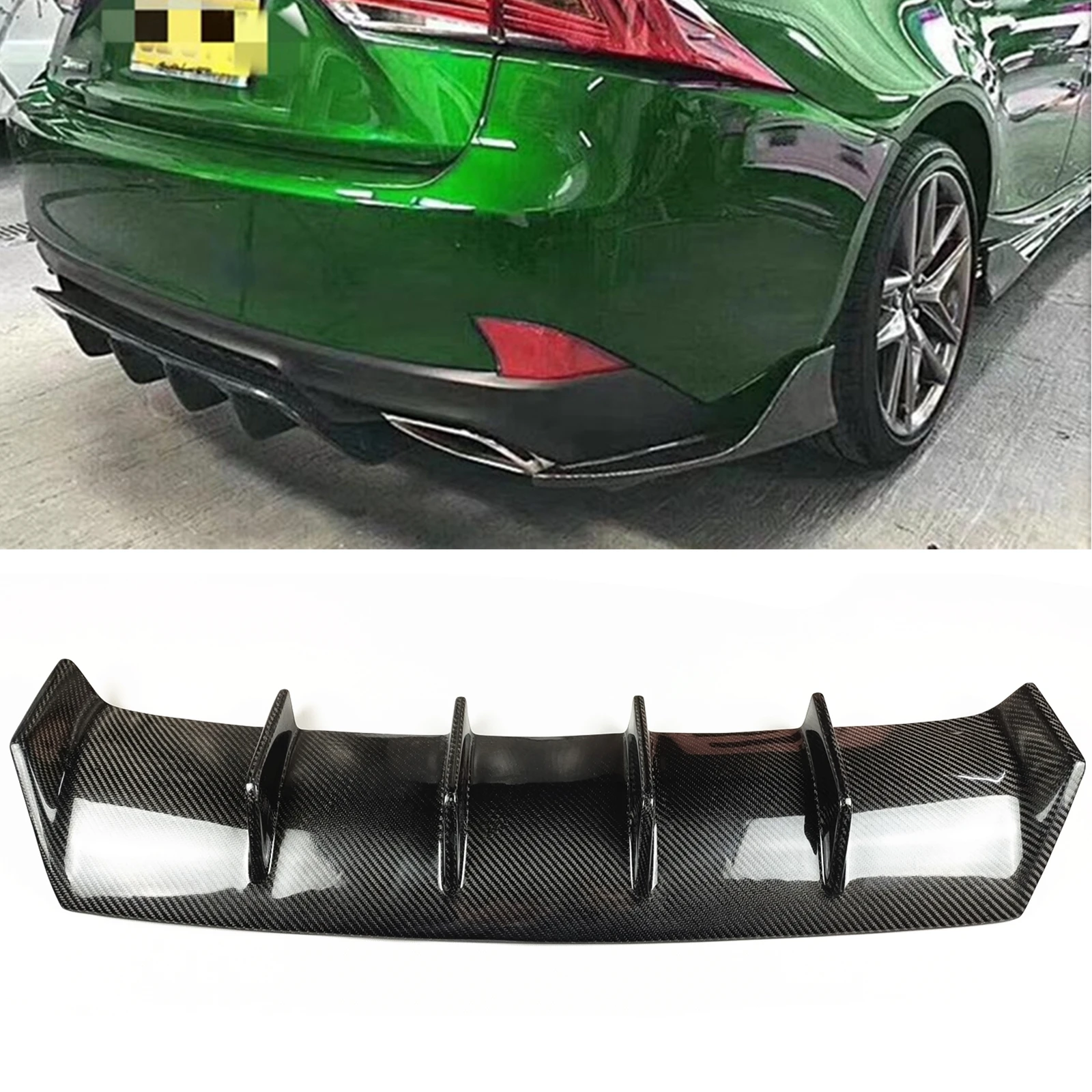 Rear Diffuser Bumper Lip For Lexus IS200t IS250 IS350 IS300 IS F Sport Sedan 2017-2019 4 Door Carbon Fiber Tow Splitter Spoiler