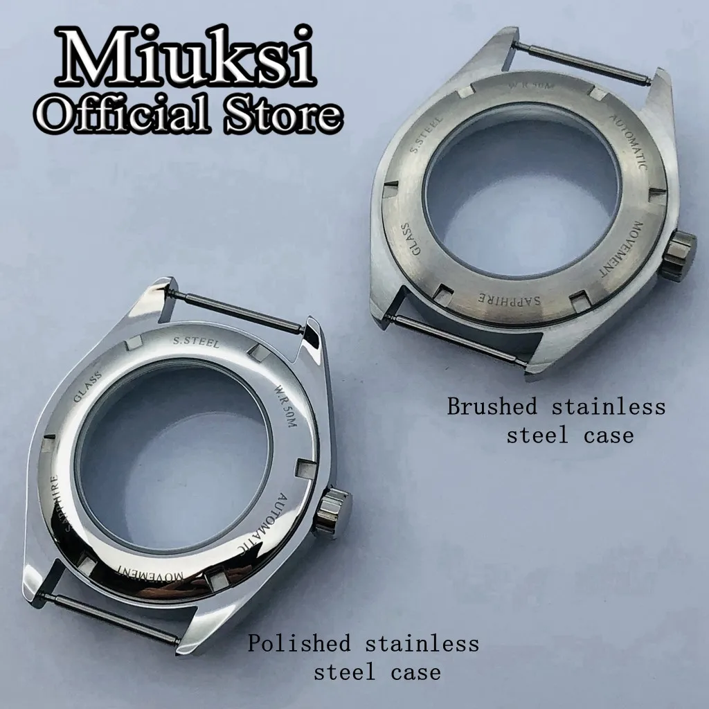 Miuksi 41mm silver case sapphire glass watch case fit NH35 NH36 ETA 2836 Miyota 8205 8215 821A Mingzhu DG2813 3804 movement