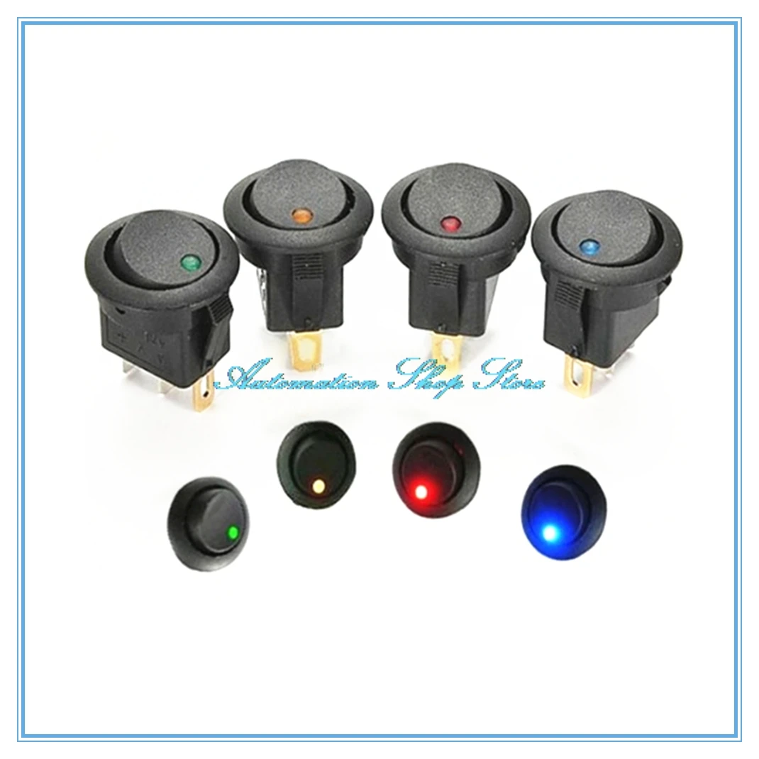 HOT 5Pcs Car 12V 3 Pin Round Rocker Dot  LED Light Toggle Switch SPST ON/OFF Sales