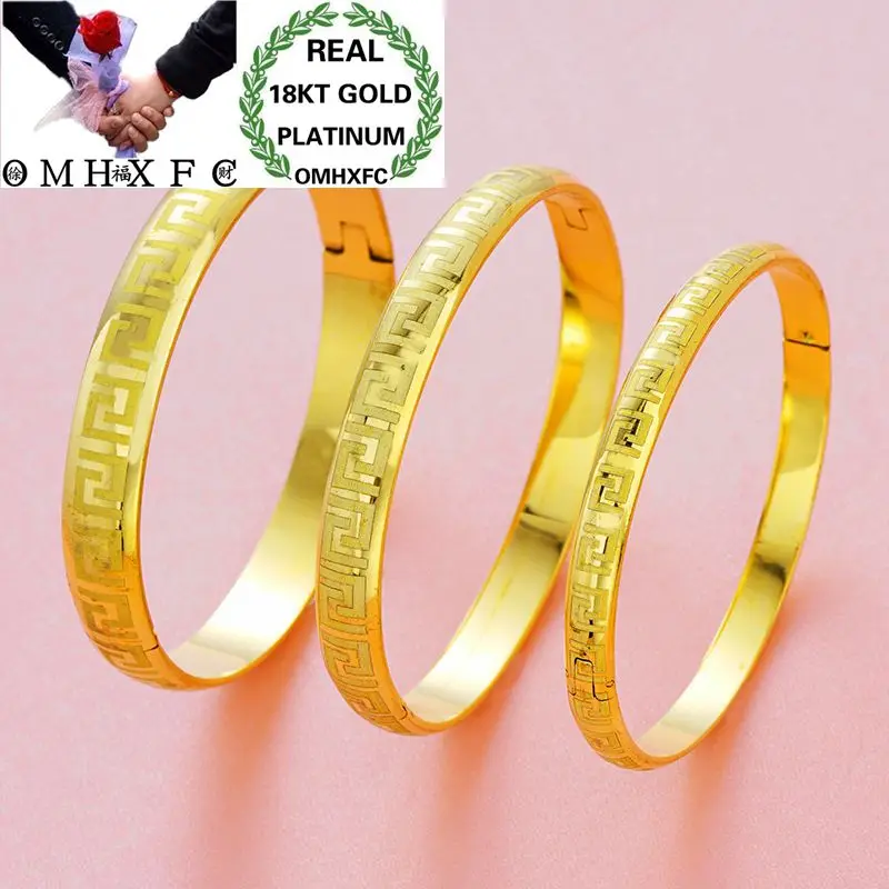 OMHXFC Wholesale European Fashion Woman Girl Party Birthday Wedding Gift Elegant Great Wall 18KT Gold Bangles Bracelets BE73