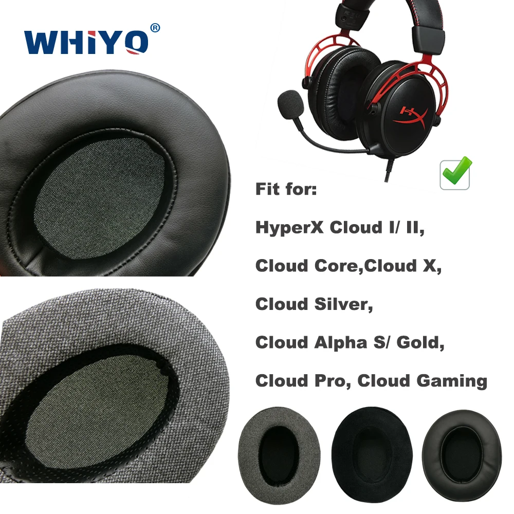 

Replacement Earpads for HyperX Cloud I/ II, Core, Silver, Alpha, Pro, X, Gaming Headset Leather