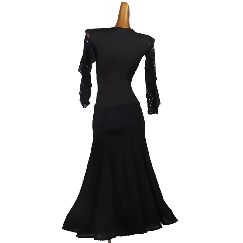 New Female Ballroom Dance Dress Rumba Dance Black Suit Waltz Practice Clothes Latin Dance Competition Performance Dress DQL3787