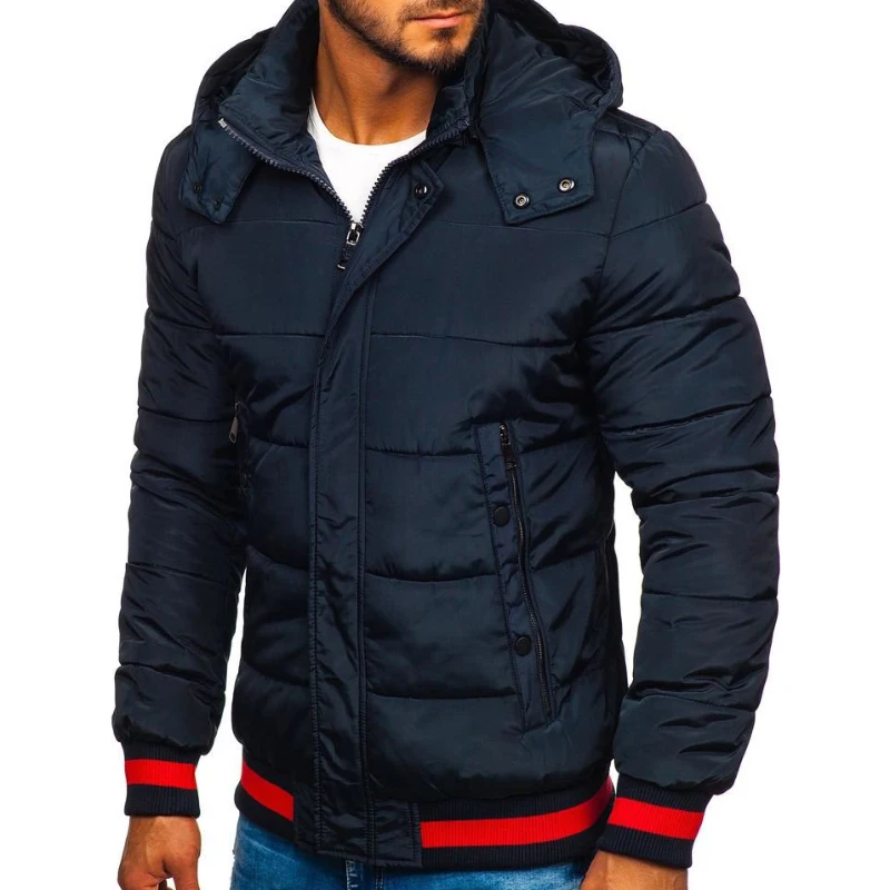 Outdoor Simple Fashion Silk-like Cotton Solid Color Men's Cotton Jacket Casual Hooded Zipper Men's Outwear