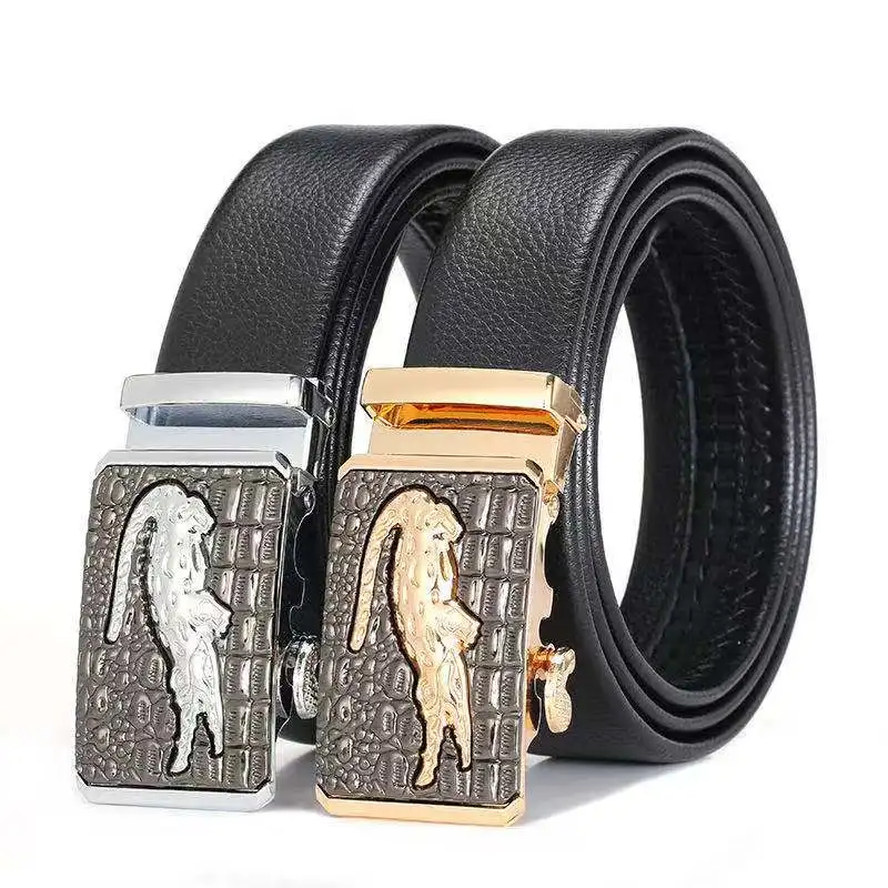 

Leather Belts for Men 3.5cm Width Fashion Automatic Buckle Black Genuine Leather Belt Men's Belts Cow Leather Belts