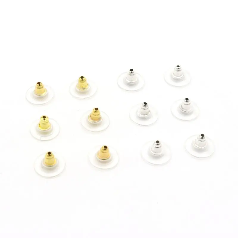 100pcs Mixed Gold Silver Color Silicone Stud Earring Back Stoppers For Jewelry Making Diy Components Handamde Findings Wholesale