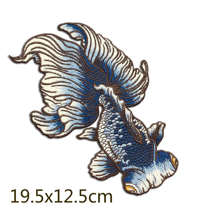 Chinese Style Goldfish sew on patches Embroidery Cloth Ethnic Large Home Clothes Decoration Hole Hand Patch patch for clothing