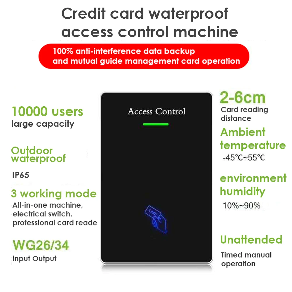 Luz de fundo toque 125khz cartão rfid controle acesso leitor teclado fechadura da porta abridor wiegand 26 saída sistema controle acesso porta