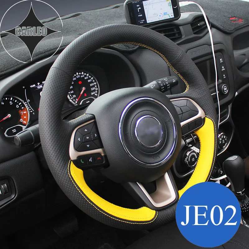 Car Steering Wheel Cover for JEEP Grand Cherokee Wrangler Patriot Compass Genuine Suede Leather Stitching Customized Holder