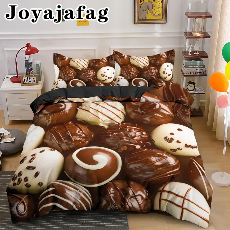 Sweet Chocolate Bedding Set Dessert Candy Duvet Cover With Pillowcase Girls Kids 2/3pcs Bedclothes Single Queen King Bed Sets