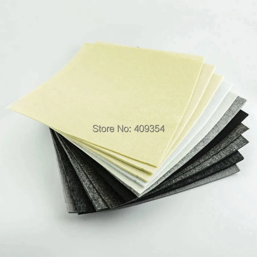 Free Shipping 11 PCS White Black Series 30CMX30CM  2MM 4MM 5MM Thick Polyester Felt Fabric Pack Pre-cut Nonwoven DIY Craft Cloth