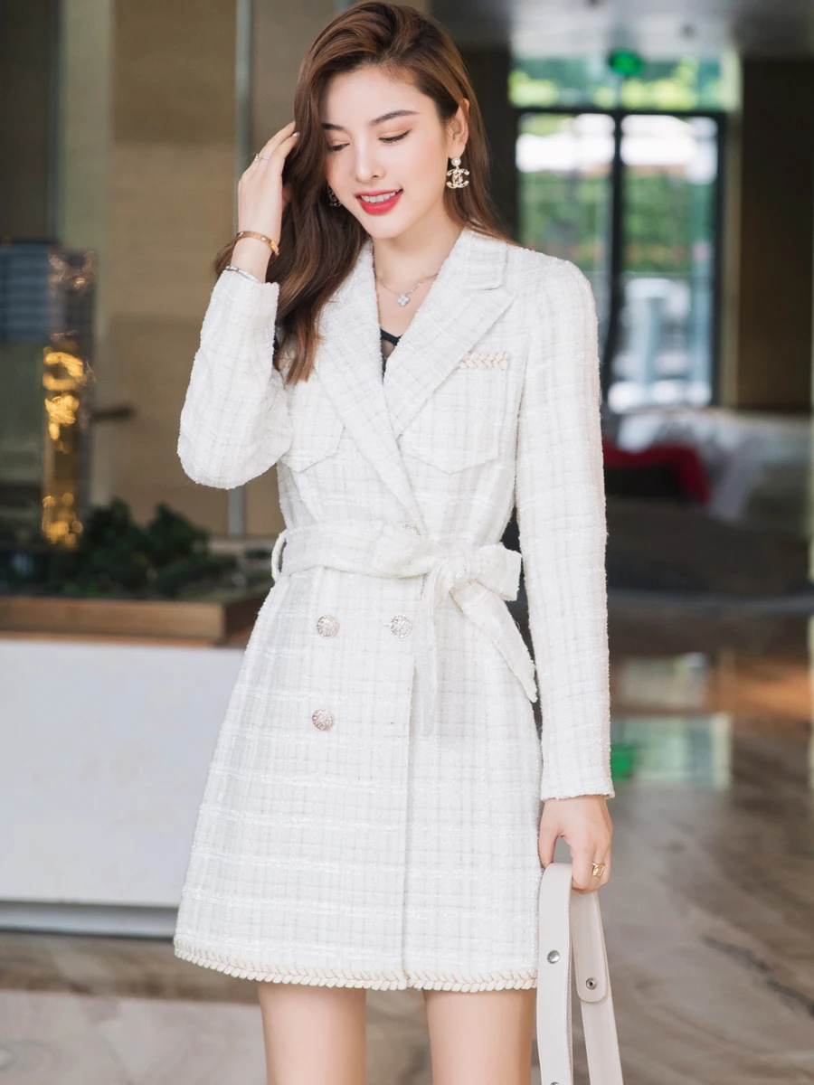 Small Sweet Style Long Trench Coat Female New Spring Autumn 2023 Woman Fashion Large Lapel Elegant Temperament The Waist Jacket