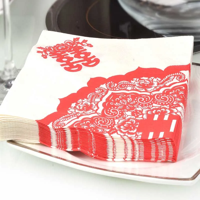 3 packs Of  Color Printed Napkin Paper Cut With Happy Character Pattern Paper Towel For Catering