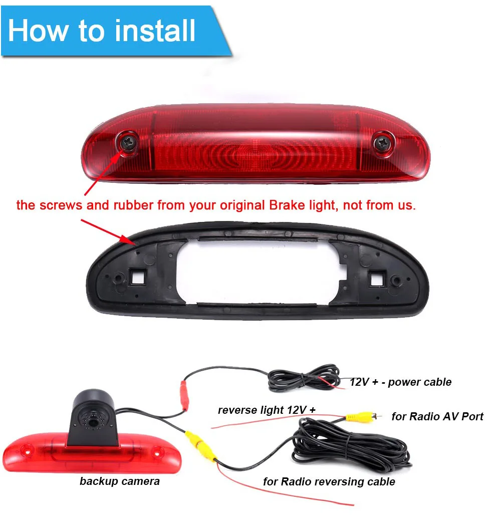 18mm lens car rear view camera back up reverse parking for Fiat Ducato 244 Bus Kasten / Peugeot Boxer Bremsleuchte brake light