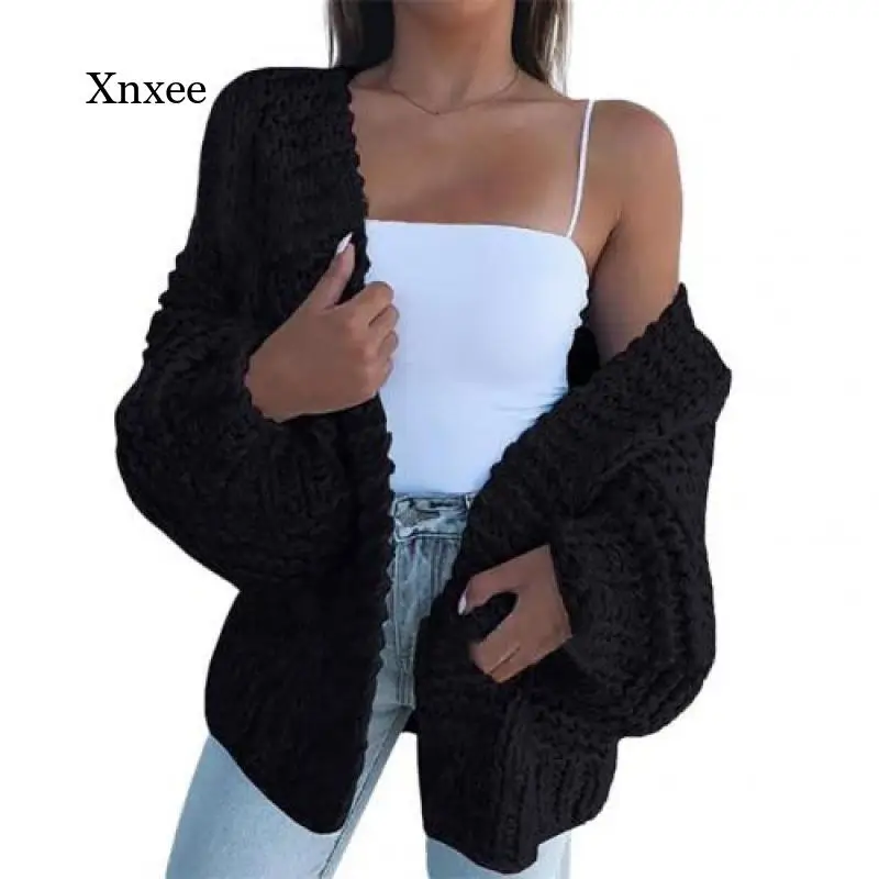 

2021 Winter Fashion Women's Faux Mohair Knitted Sweater Loose Warm Cardigan Casual Jacket Women's Sweater