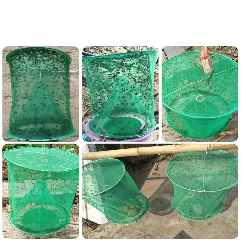 1Pc Garden Reusable Hanging Pest Kill Control Home Detachable Ranch Fly Trap Foldable Hanging Flycatcher Insect Baiting Net Cage