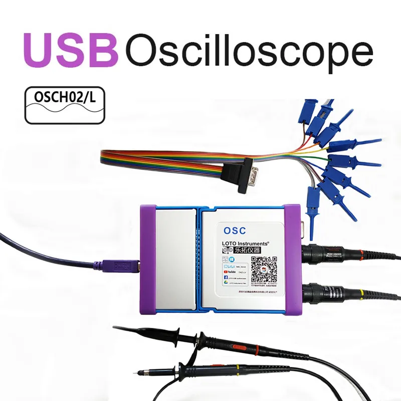Osciloscopio Digital Virtual OSCH02 OSCH02M, 2 canales, USB, PC, 100MHz, 1GSa/s, analizador lógico, generador, compatible con Android, nuevo