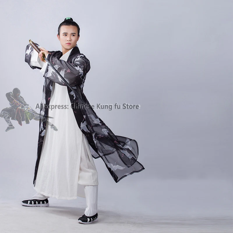 Wudang velo per cappotto esterno per uniformi Tai Chi Kung fu abito per arti marziali abito taoista abiti Wushu bellissimi modelli di gru