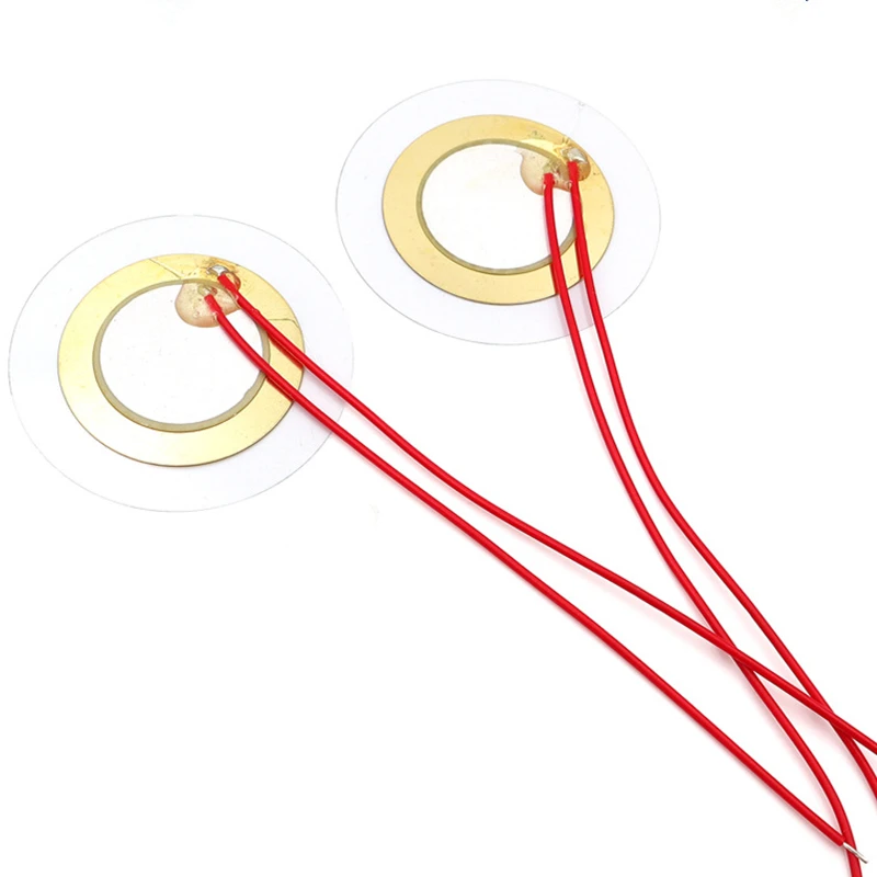 Zumbador de cerámica de 35MM + 50MM, pasta de 50MM, película de PVC, 35mm de diámetro, con cable de cobre, para altavoz DIY, 10 unids/lote
