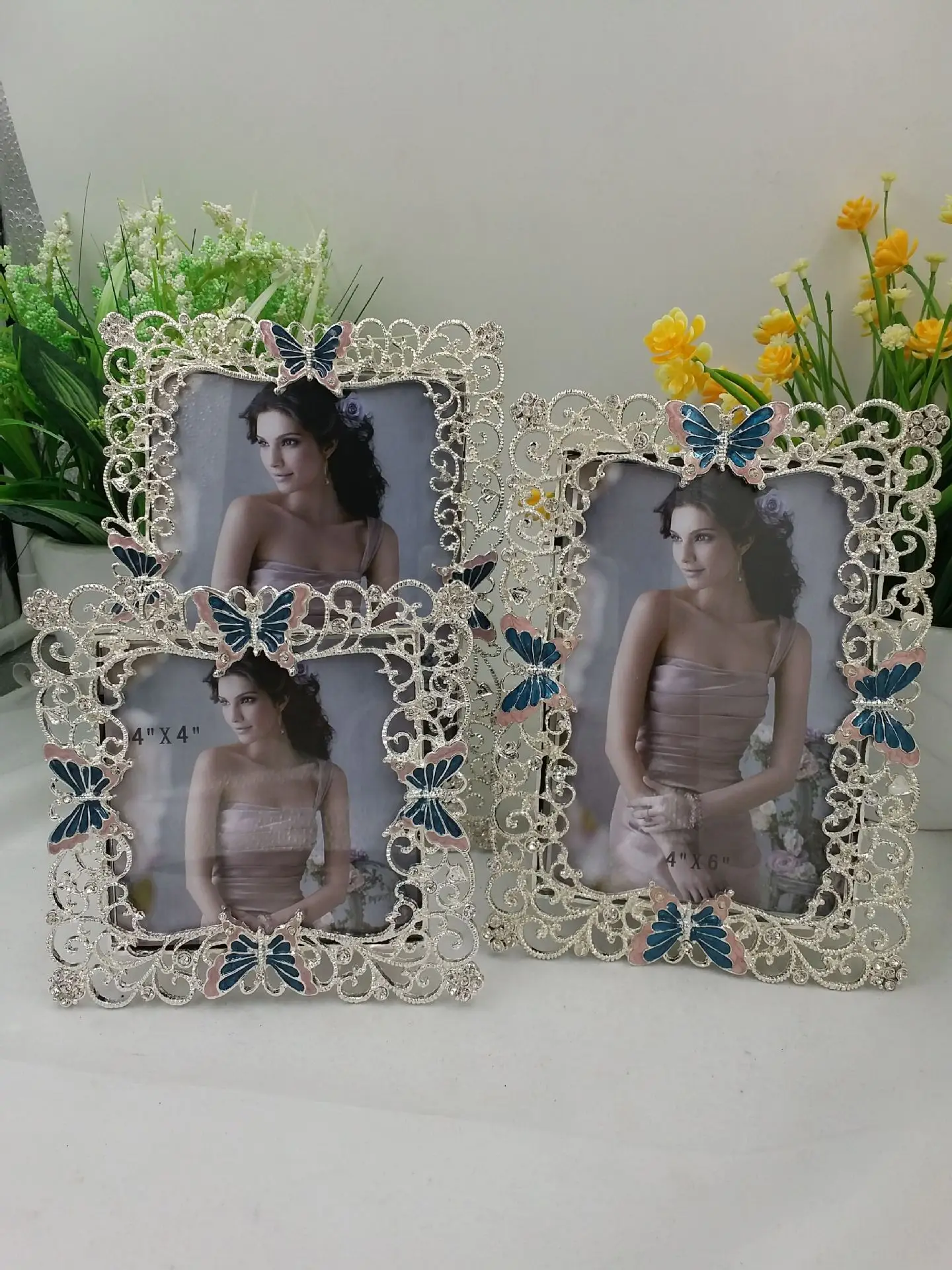 4/6/7 Inch Creative Butterfly Metal Photo Frame Living Room Ornaments