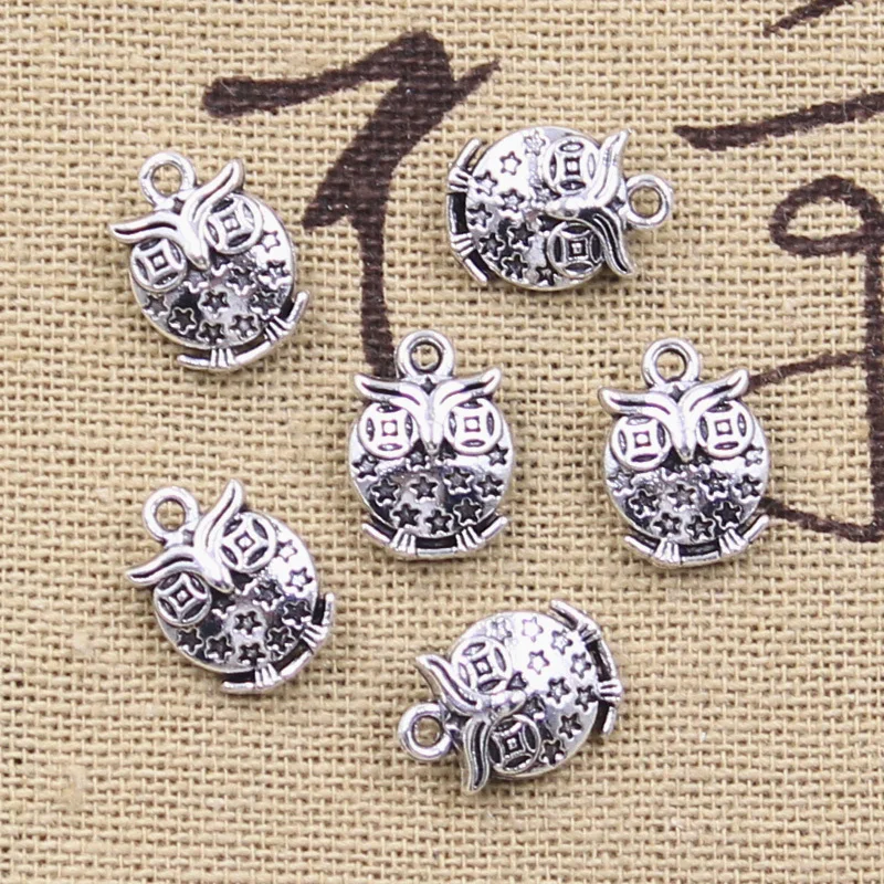 25pcs Charms Star Owl 12x9mm Antique Silver Color Pendants DIY Crafts Making Findings Handmade Tibetan Jewelry