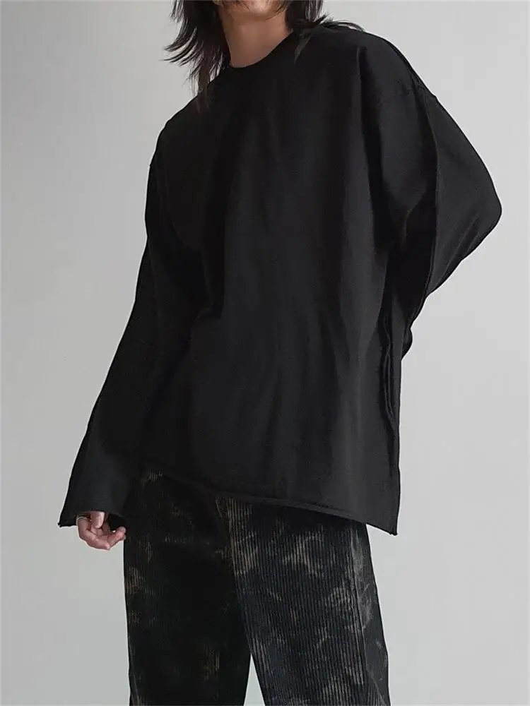 

Футболка мужская с длинным рукавом, модная повседневная универсальная рулонная футболка, в стиле Хай-стрит Харадзюку, большие размеры, весна-осень