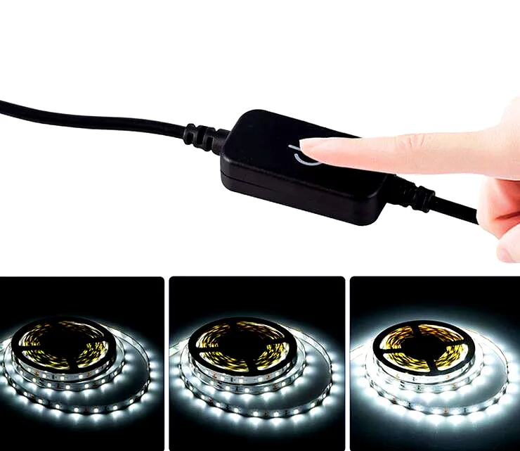 High Quality iTouch LED Dimmer Switch 12V 24V White / Black LED Controller With DC Female & Male Plug For Single Color LED Strip