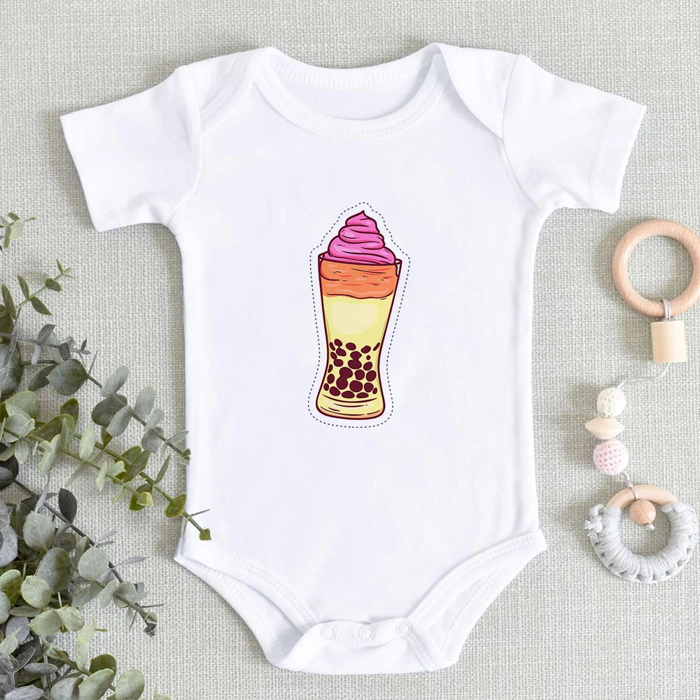 Donuts Print Ribbed Baby Bodysuit Fine Cozy Summer Newborn Baby Clothes Fashion Funny Infant Outfits Casual Roupas Bebe Menina