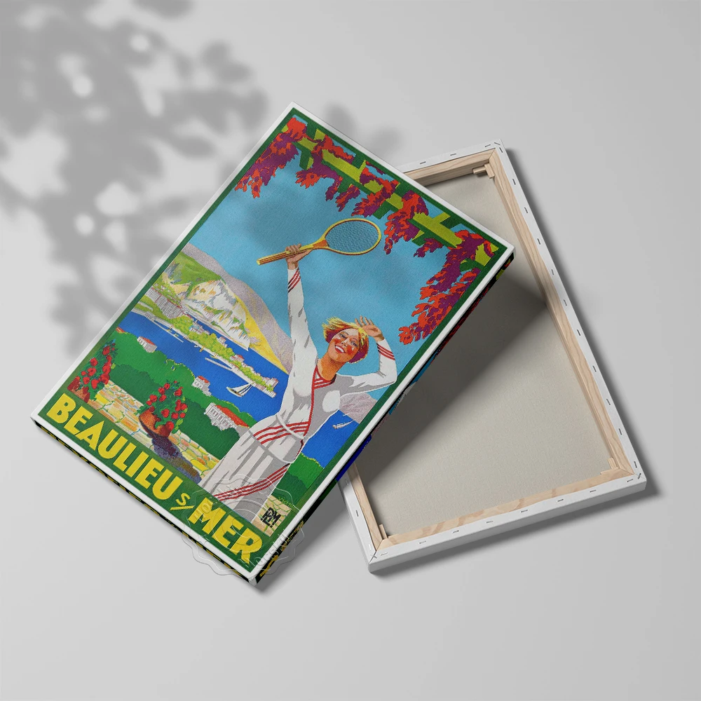 الكلاسيكية تحفيزية الرياضة الإعلان ملصق فني، 1925 خمر فيانو بوليو سور مير جدارية التنس، ويمبلدون تنس ديكور يطبع