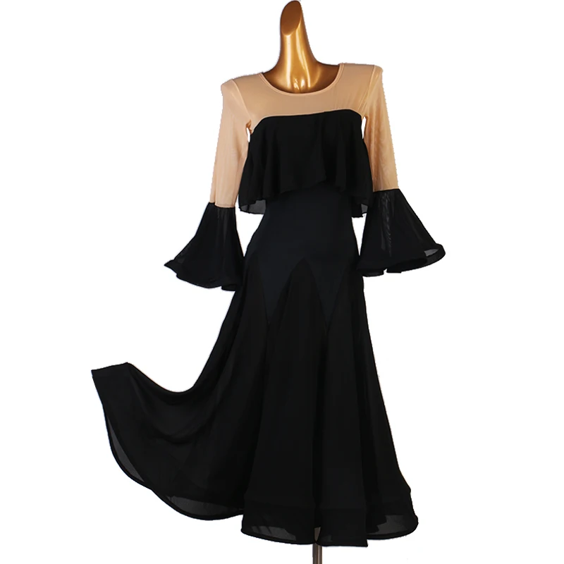 

black standard ballroom dress long dresses Women Stage Waltz Ballroom Dress ballroom dress competition mq270