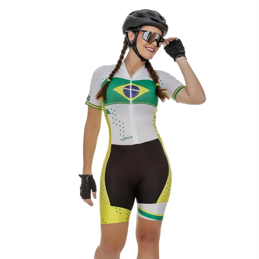 

lynce Macaquinho Brasil Cycling Triathlon Jumpsuit breathable Macaquinho Ciclismo Professional Women Racing Team clothing