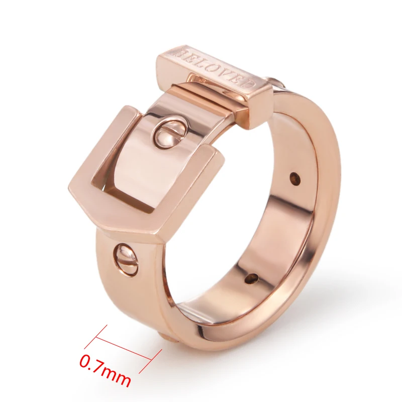 Punk Nail Belt Buckle Ring For Women Men Stainless Steel Rose Gold Color Rings Love Screw Luxury Jewelry Weeding Gift