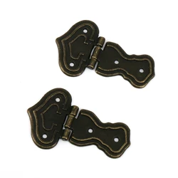 2pcs Vintage Bronze Cabinet Hinges Decoration Jewelry Box Wooden box Hinge With Screws Drawer Furniture Fittings