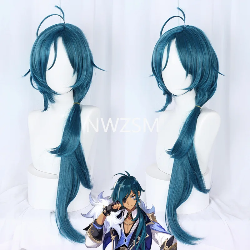 

Genshin Impact Kaeya Cosplay Men Ink-blue Wig Cosplay Costume Heat Resistant Synthetic Hair Peluca Anime Wigs